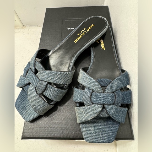 Yves Saint Laurent Shoes - Yves Saint Laurent denim Tribute slides